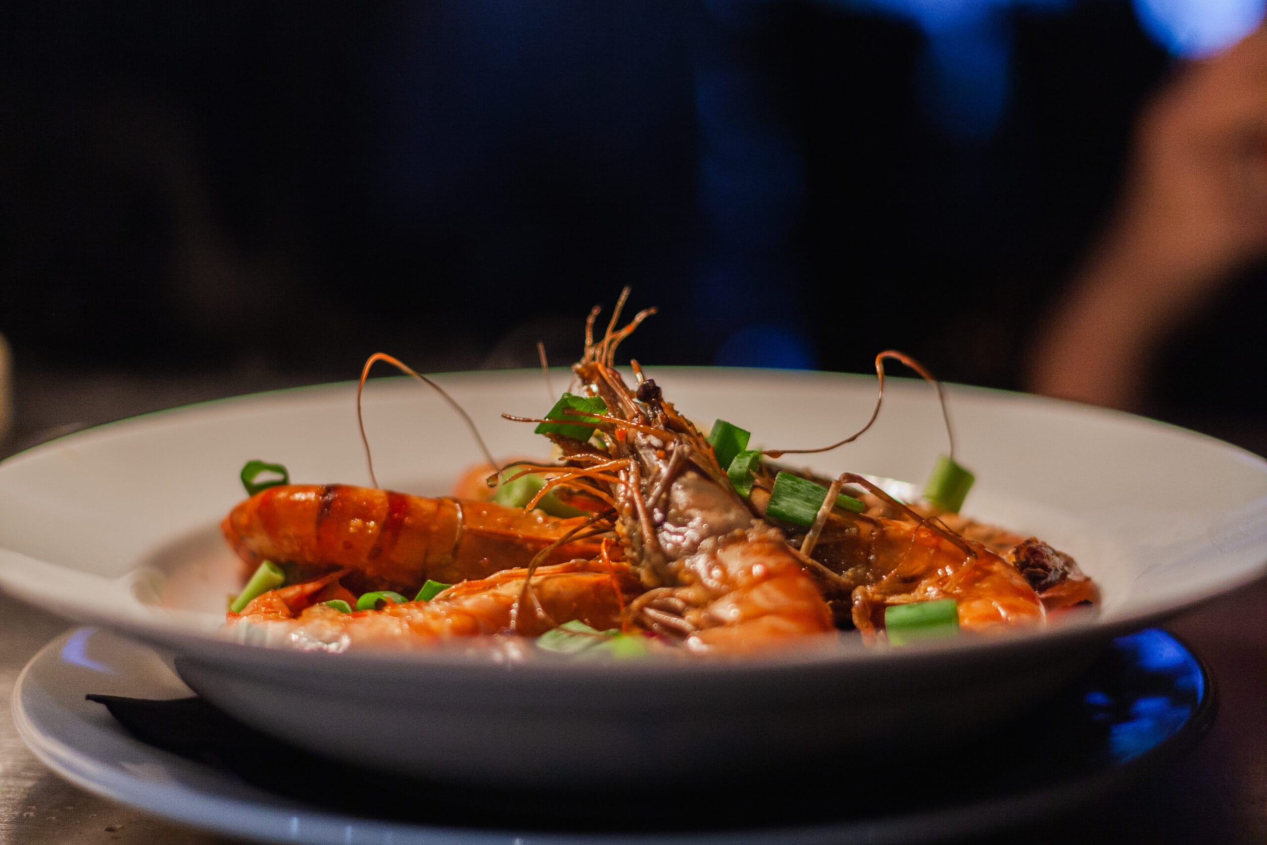 bord met grote gamba´s
